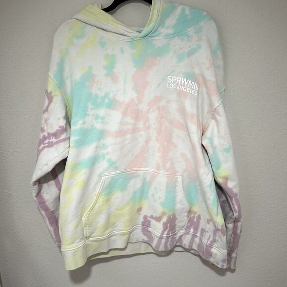 SPRWMN Los Angeles  Multicolor Tie Dye Long Sleeve Hoodie‎ Size Medium - Picture 1 of 8